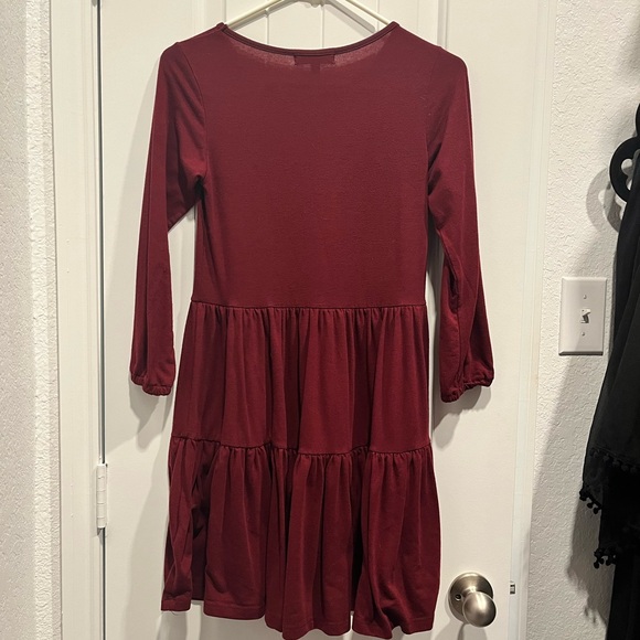 Maroon Girl Long Sleeve Dress Size 10-11 Year Old - Picture 4 of 6